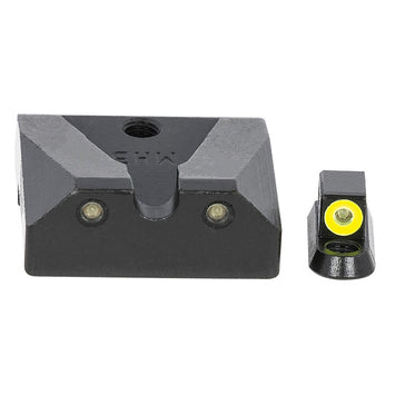 Meprolight USA 477873121 Hyper-Bright  Black | Green Tritium with Yellow Phosphorescent Outline Front Sight Green Tritium with Black Outline Rear Sight Set