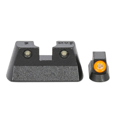 Meprolight USA 477773131 Hyper-Bright  Black | Green Tritium with Orange Outline Front Sight Green Tritium with Black Outline Rear Sight Set