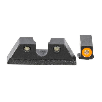 Meprolight USA 465003131 Hyper-Bright  Black | Green Tritium with Orange Outline Front Sight Green Tritium with Black Outline Rear Sight Set
