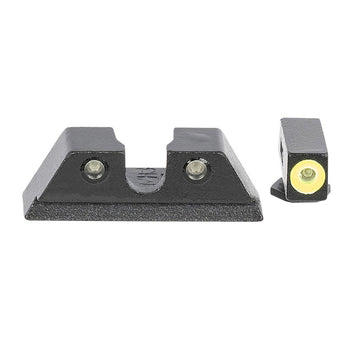 Meprolight USA 465003121 Hyper-Bright  Black | Green Tritium with Yellow Phosphorescent Outline Front Sight Green Tritium with Black Outline Rear Sight Set