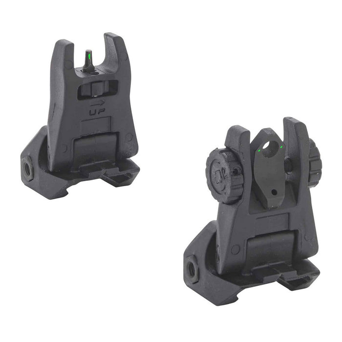 Meprolight USA 404100 FUBS Self Illuminated Flip Backup Sights  Black Green Tritium Front & Rear for AR-15