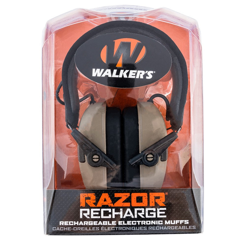 Walker's GWPRSEMRCFDE Razor Rechargeable Electronic Muff 21 dB Over the Head Flat Dark Earth/Black Polymer