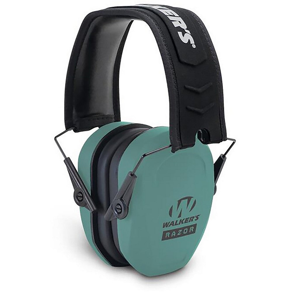 Walker's GWPRSMPASTL Razor Slim Passive Muff 27 dB Over the Head Teal/Black Polymer