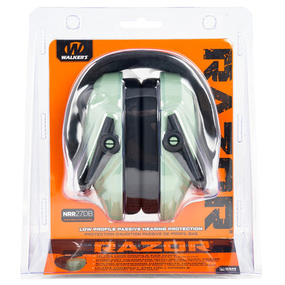 Walker's GWPRSMPASSGN Razor Slim Passive Muff 27 dB Over the Head Sage Green/Black Polymer