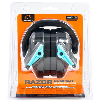 Walker's GWPCRPASTL Razor Compact Passive Muff 24 dB Over the Head Teal/Black Polymer Fits Youth/Women