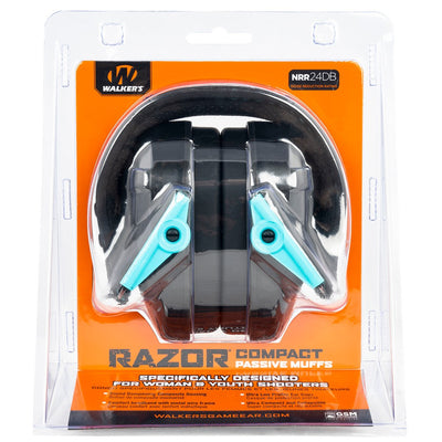 Walker's GWPCRPASTL Razor Compact Passive Muff 24 dB Over the Head Teal/Black Polymer Fits Youth/Women