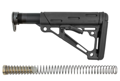 Hogue 15045 OverMolded Collapsible Buttstock Black OverMolded Rubber Black & Mil-Spec Tube for AR15, M16, M4