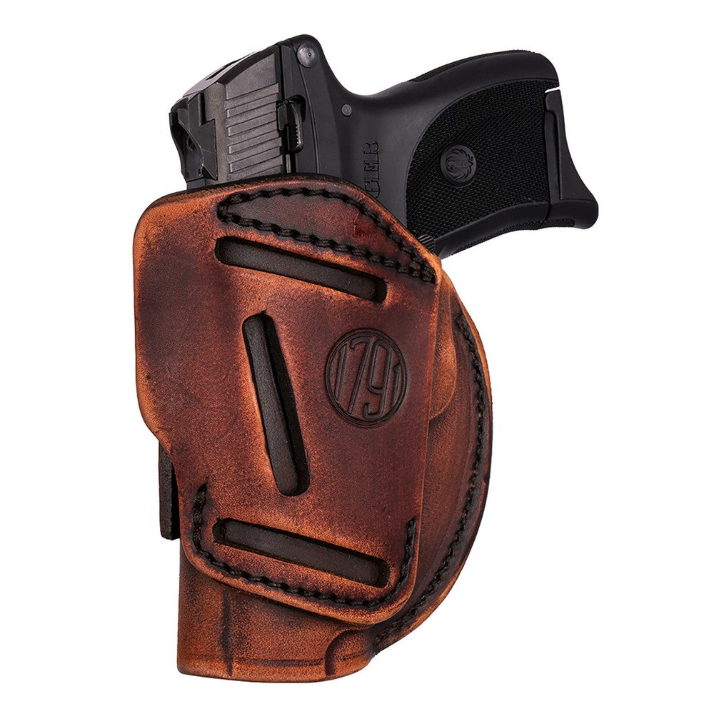 1791 Gunleather 4WH1VTGR 4-Way  IWB/OWB Size 01 Vintage Leather Belt Clip Fits 1911 3-4" Right Hand