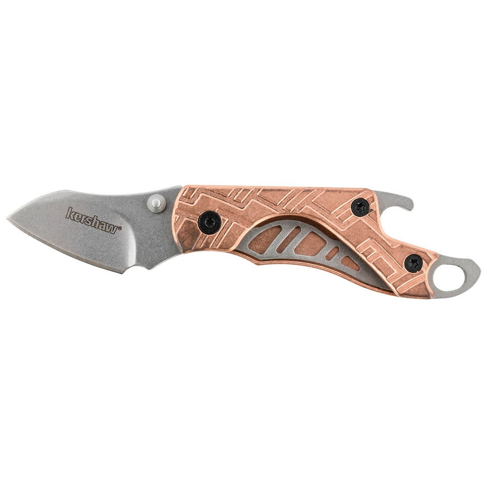 Kershaw 1025CUX Cinder  1.40" Folding Drop Point Plain Stonewashed 3Cr13MoV SS Blade Copper Handle Includes Key Ring