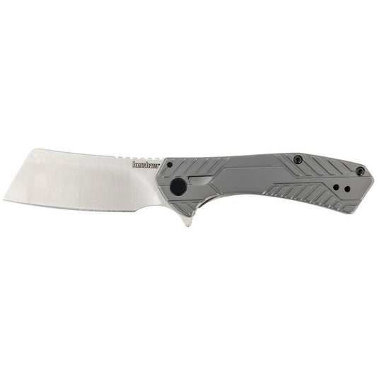 Kershaw 3445 Static  2.90" Folding Cleaver Plain Satin 8Cr13MoV SS Blade Gray PVD Stainless Steel Handle Includes Pocket Clip