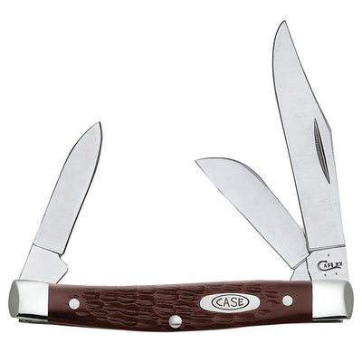 Case 00106 Stockman  Medium 2.42"/1.58"/1.57" Folding Clip/Sheepsfoot/Pen Plain As-Ground Tru-Sharp SS Blade/Brown Jigged Synthetic Handle