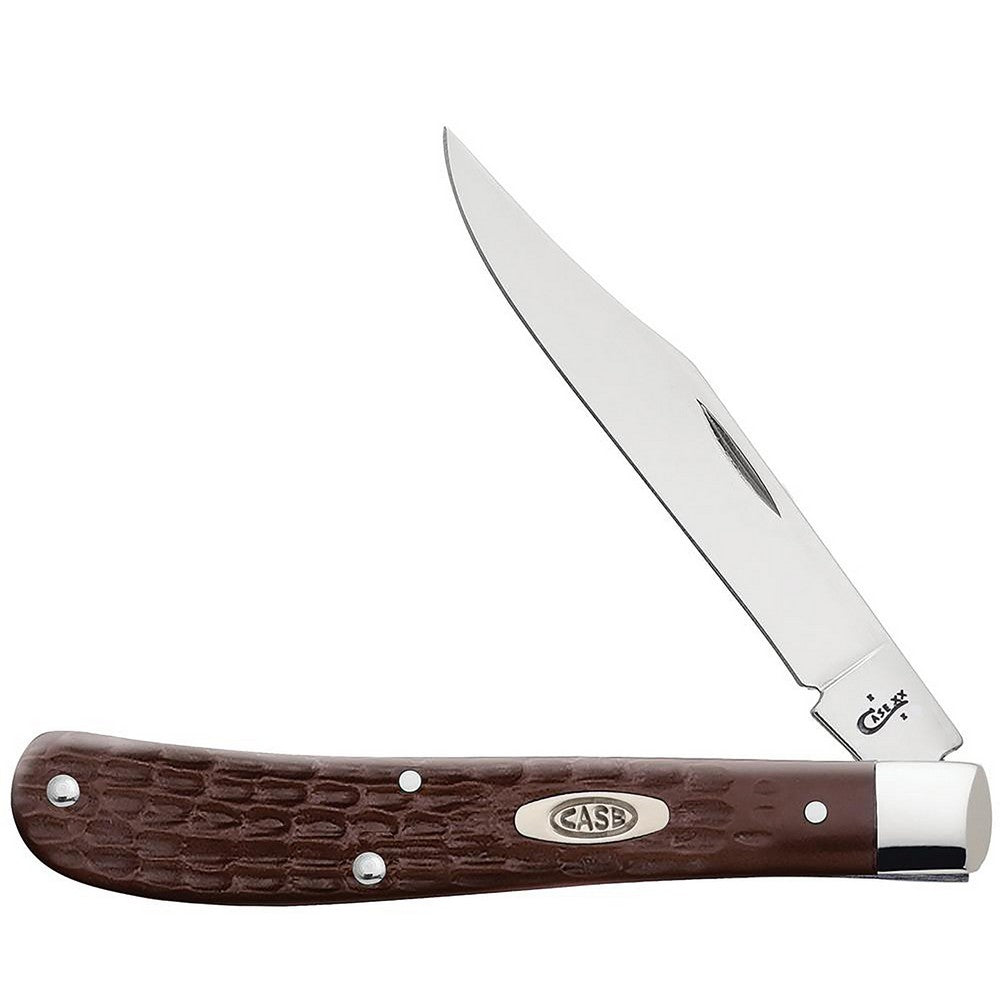 Case 00135 Trapper Slimline 3.25" Folding Clip Point Plain As-Ground Tru-Sharp SS Blade/Brown Jigged Synthetic Handle