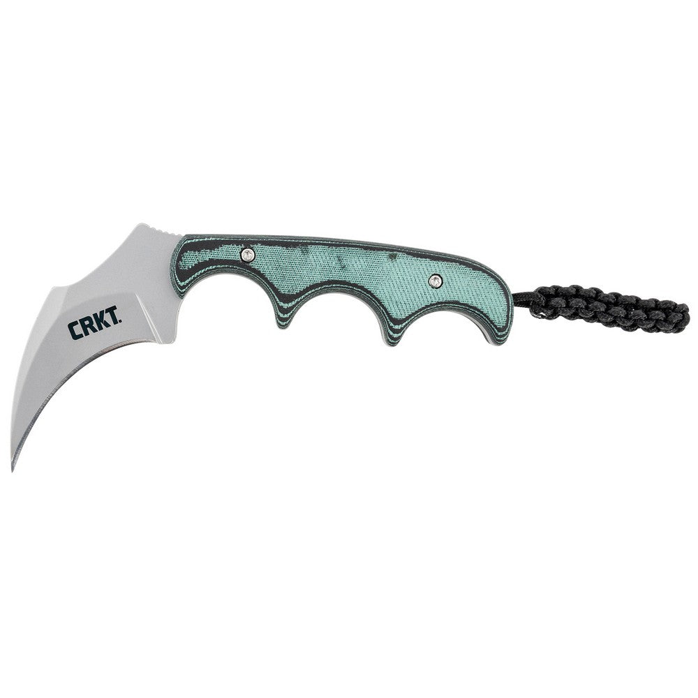 CRKT 2389 Keramin  2.31" Fixed Plain Bead Blasted 5Cr15MoV SS Blade/ Green Contoured Resin Infused Fiber Handle Includes Lanyard/Sheath