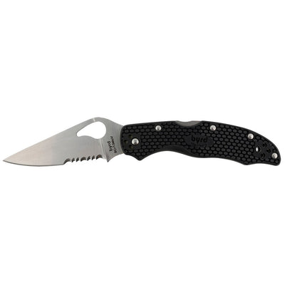 Spyderco BY01PSBK2 Byrd Harrier 2 Lightweight 3.36" Folding Part Serrated 3Cr13MoV SS Blade Black  Textured FRN Handle Includes Pocket Clip