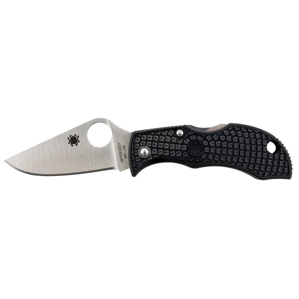 Spyderco MBKP Manbug  1.95" Folding Plain Stonewashed VG-10 SS Blade, Black FRN Handle