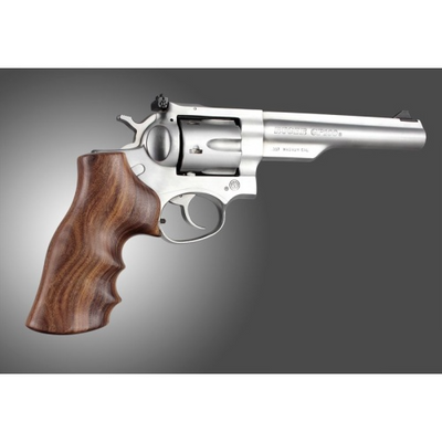 Hogue 80300 Fancy Hardwood Brown Pau Ferro Hardwood with Finger Grooves for Ruger GP100, Super Redhawk