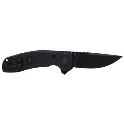 S.O.G SOG12380141 SOG-TAC XR 3.39" Folding Clip Point Plain Black TiNi Cryo D2 Steel Blade/Blackout G10 Handle Includes Pocket Clip