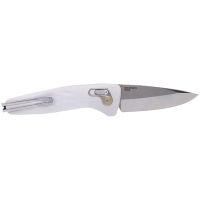 S.O.G SOG15730257 One-Zero Auto 3.10" Folding Plain Satin/Polished CPM S35VN SS Blade/ White Sculpted Aluminum Handle