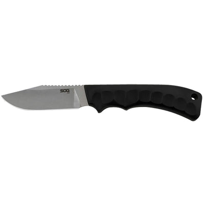 S.O.G SOGACE1001CP Ace  3.80" Fixed Clip Point Plain Stonewashed 7Cr17MoV SS Blade Black TPR Handle Includes Sheath