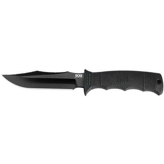 S.O.G SOGE37SNCP Seal Pup Elite 4.85" Fixed Clip Point Plain Black Hardcased TiCN AUS-8A SS Blade/Black w/Grip Lines GRN Handle Includes Lanyard/Sheath