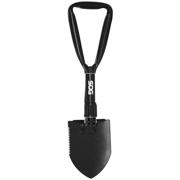 S.O.G SOGF08N Entrenching Tool  Folding Shovel Plain/Serrated Blade Black Powder Coated High Carbon Steel Handle 18.25