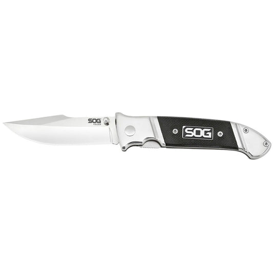 S.O.G SOGFF38CP Fielder  3.30" Folding Clip Point Plain Satin 7Cr17MoV SS Blade Black G10 Handle Includes Belt Clip