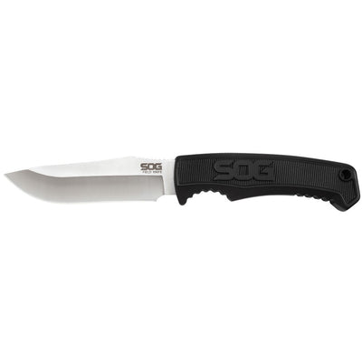 S.O.G SOGFK1001CP Field  4" Fixed Clip Point Plain Satin 7Cr17MoV SS Blade Black TPR Handle Includes Sheath