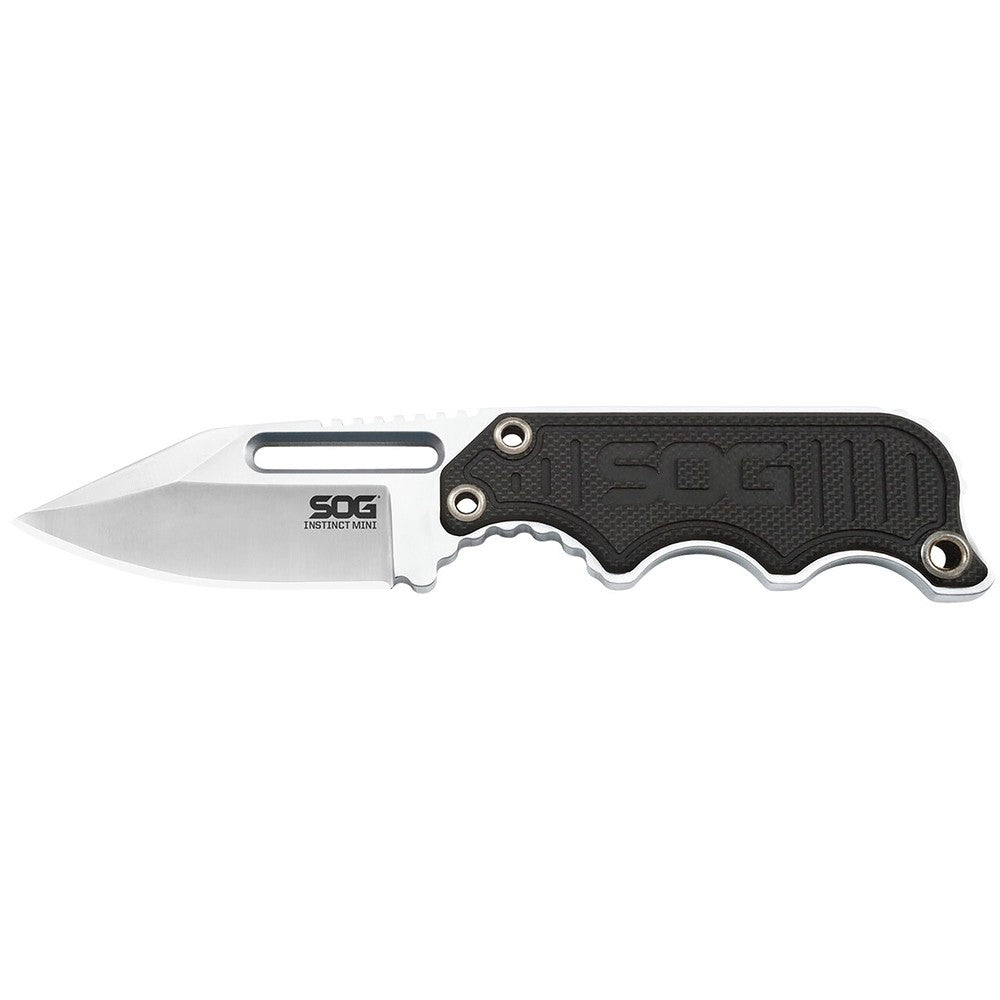 S.O.G SOGNB1002CP Instinct Mini 1.90" Fixed Clip Point Plain Satin Polished 5Cr15MoV SS Blade Black/Silver G10/SS Handle Includes Lanyard/Sheath