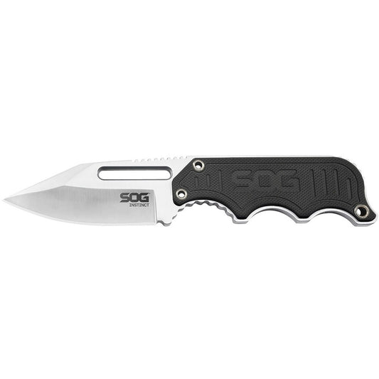 S.O.G SOGNB1012CP Instinct  2.30" Fixed Clip Point Plain Satin Polished 5Cr15MoV SS Blade Black/Silver G10/SS Handle Includes Sheath