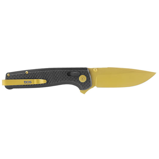 S.O.G SOGTM1033BX Terminus XR LTE 2.95" Folding Clip Point Plain Gold TiCN Cryo CPM S35VN Steel Blade Black G10/Carbon Fiber Handle Features Box Packaging Includes Pocket Clip