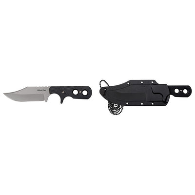 Cold Steel CS49HCF Mini Tac 3.63" Fixed Bowie Plain Stone Washed 8Cr13MoV SS Blade/ Black Griv-Ex Handle Includes Bead Chain Lanyard/Sheath