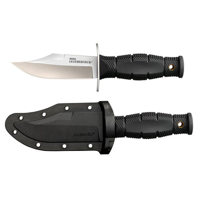 Cold Steel CS39LSAB Leatherneck  Mini 3.50" Fixed Clip Point Plain 8Cr13MoV SS Blade/3.25" Black Contoured Kray-Ex Handle Includes Sheath