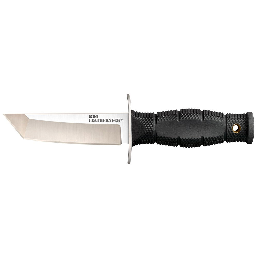 Cold Steel CS39LSAA Leatherneck  Mini 3.50" Fixed Tanto Plain Satin 8Cr13MoV SS Blade/3.25" Black Deep Checkered w/Double Quillon Guard Kray-Ex Handle Includes Sheath