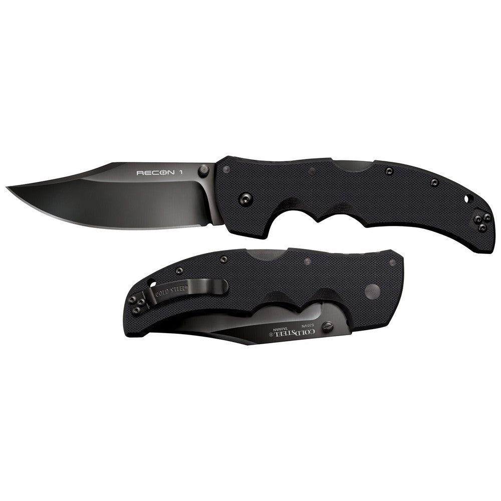 Cold Steel CS27BC Recon 1 4" Folding Clip Point Plain DLC Coated American S35VN Blade/Black G10 Handle Includes Pocket Clip