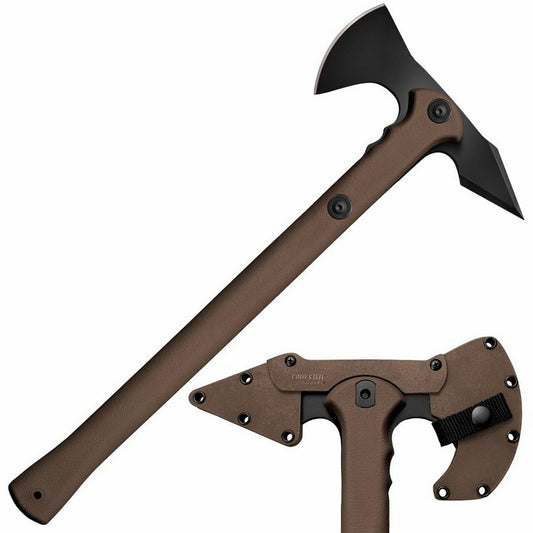 Cold Steel CS90PTHF Trench Hawk  3.50" Blade 1055 Carbon Steel Blade Flat Dark Earth Polypropylene Handle 19" Long Tomahawk