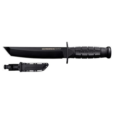 Cold Steel CS39LSFCT Leatherneck  7" Fixed Plain Tanto Black Matte Powder Coat German D2 Steel Blade/Black Deep Checkered w/double Quillon Guard/ Griv-Ex Handle