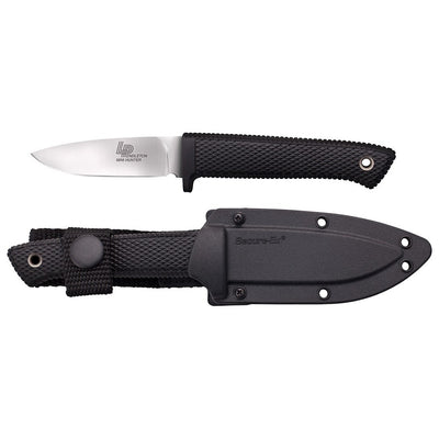 Cold Steel CS36LPMF Pendleton Mini Hunter 3" Fixed Plain Stone Washed American CPM 3V High Carbon Steel Blade/Black Textured Kray-Ex Handle Includes Sheath