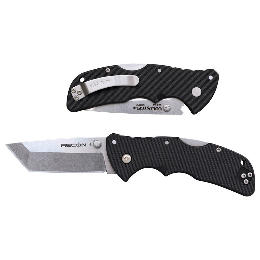 Cold Steel CS27BAT Recon 1 Mini 3" Folding Tanto Plain Stonewashed AUS-10A SS Blade/ Black Textured GRN Handle