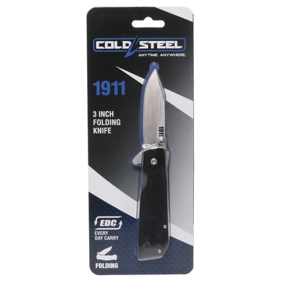 Cold Steel CS20NPJAAZ 1911  3" Folding Clip Point Plain 4034 SS Blade Black Textured Griv-Ex Handle Includes Pocket Clip