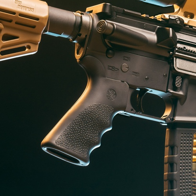 Hogue 15020 OverMolded Beavertail Cobblestone Black Rubber with Finger Grooves for AR-15, M16