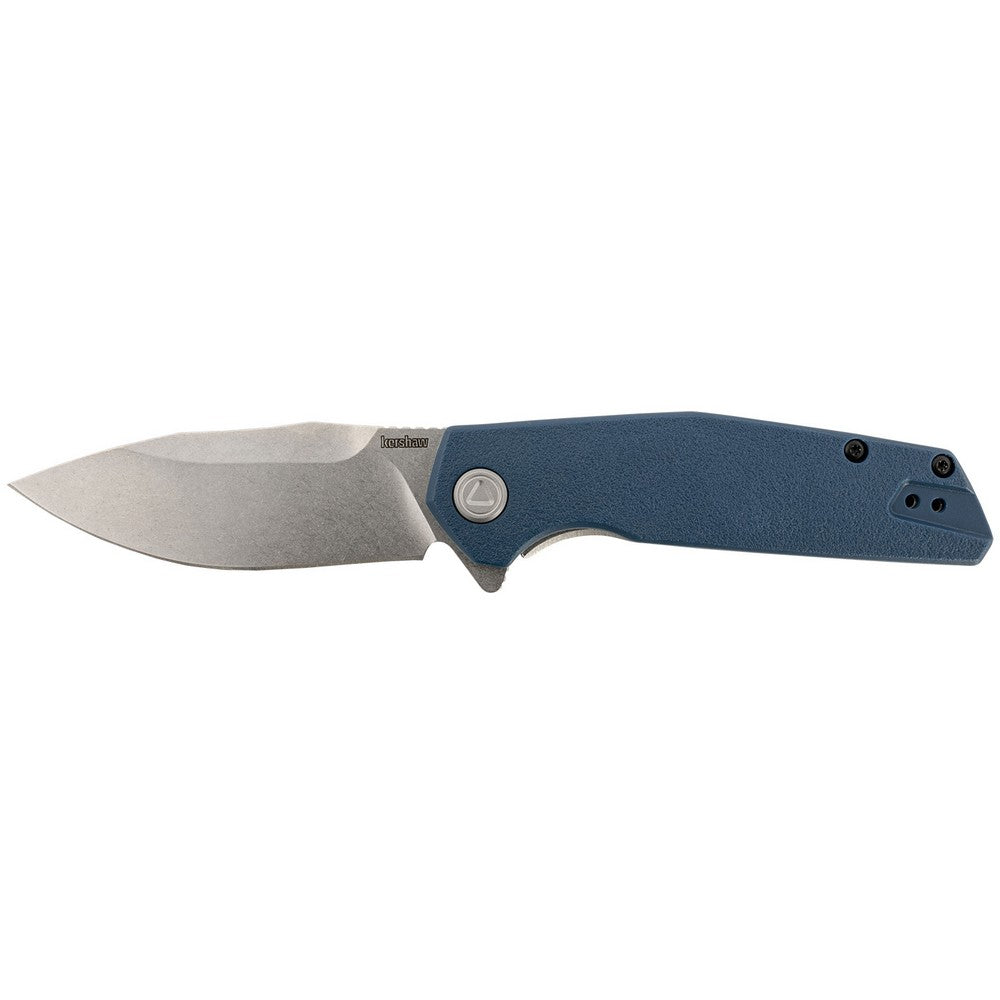 Kershaw 2036 Lucid  3.20" Folding Clip Point Plain Stonewashed 8Cr13MoV SS Blade/Blue/Stonewashed Glass Filled Nylon/SS Handle Includes Pocket Clip