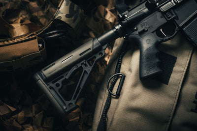 Hogue 15056 OverMolded Combo Kit Collapsible Black OverMolded Rubber Black Synthetic & Black Rubber Grip for AR15, M16 with Mil-Spec Tube (Tube Not Included)