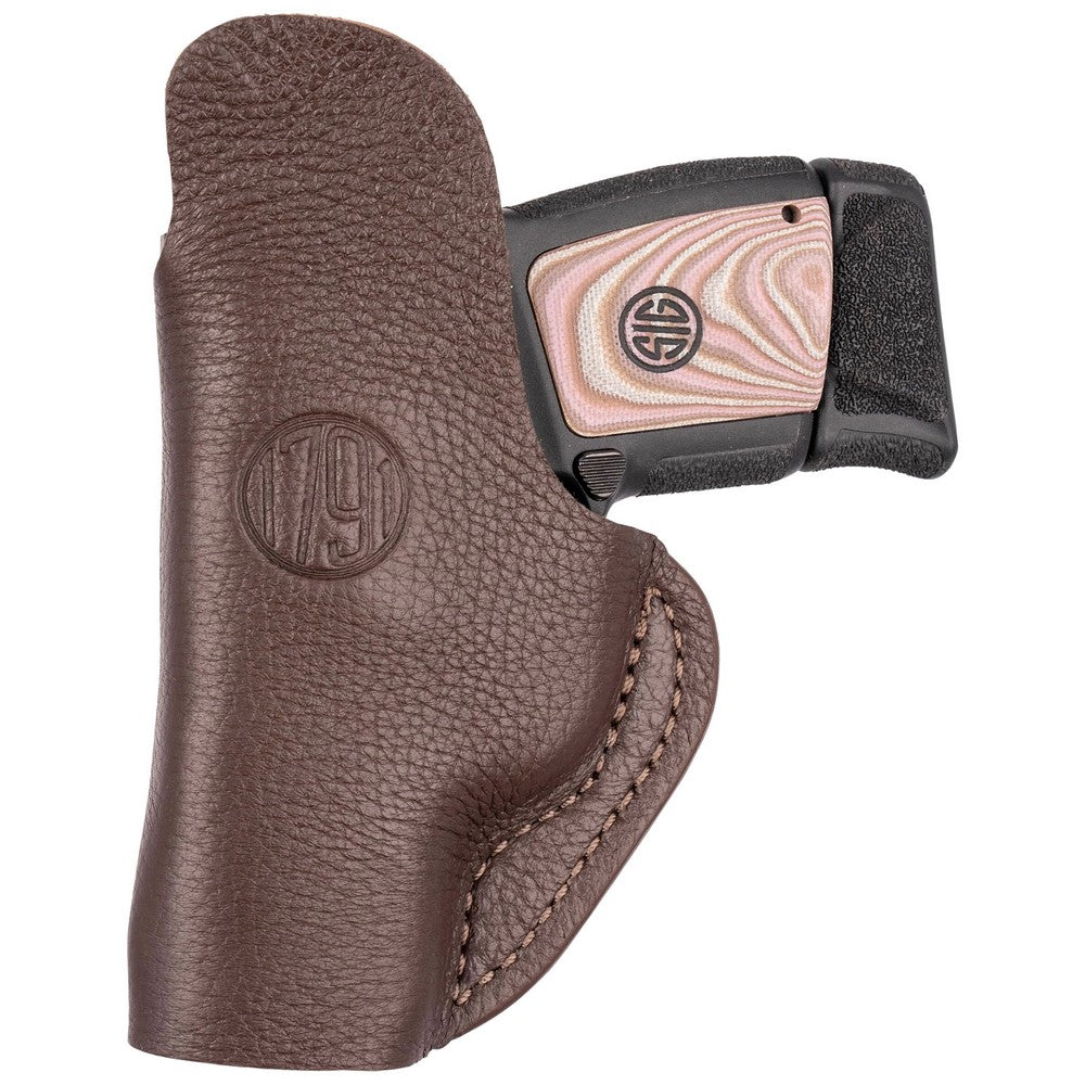 1791 Gunleather FCD1BRWL Fair Chase  IWB Size 01 Brown Leather Deer Hide Belt Clip Fits Ruger LCP 380/S&W Bodyguard Left Hand