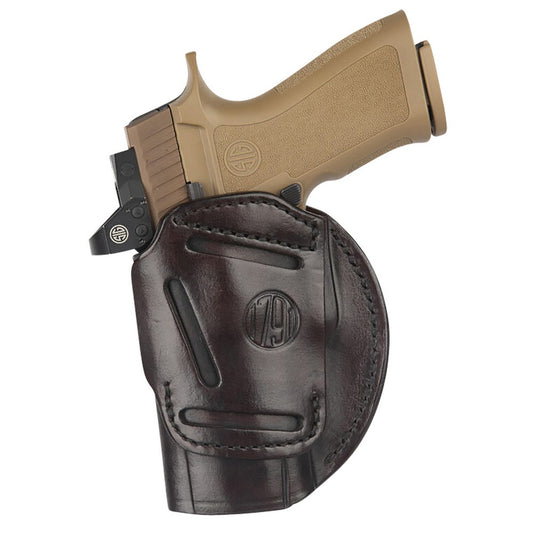 1791 Gunleather 4WH6SBRR 4-Way  IWB/OWB Size 06 Signature Brown Leather Belt Clip Compatible w/ Glock 21/Sig P225 Ambidextrous