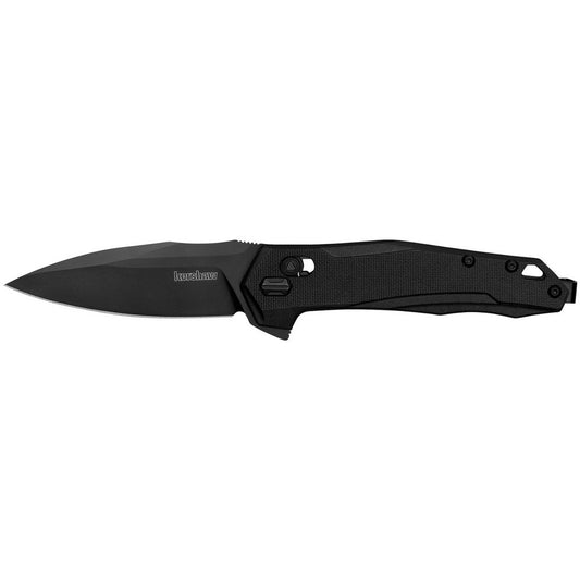 Kershaw 2041 Monitor  Mid-Size 3" Folding Spear Point Plain Black Oxide D2 Steel Blade, Black Textured Glass Filled Nylon Handle, Includes Pocket Clip