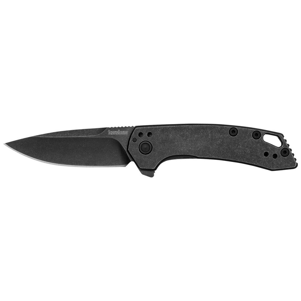 Kershaw  Radar  2.90" Folding Drop Point Plain Black Oxide Blackwash 8Cr13MoV SS Blade & Stainless Steel Handle Includes Pocket Clip