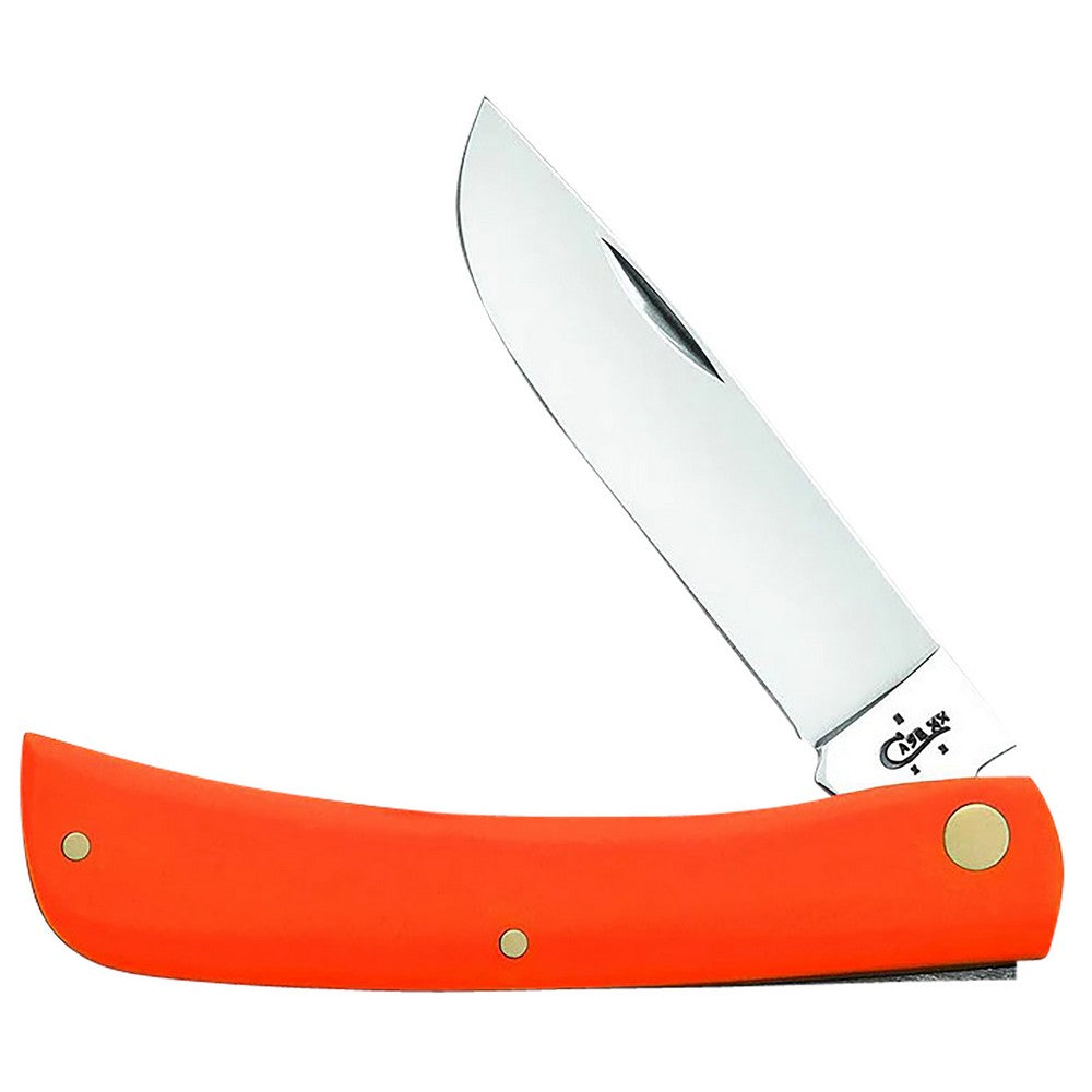 Case 80512 Sod Buster  3.30" Folding Skinner Plain Mirror Polished Tru-Sharp SS Blade, Smooth Orange Synthetic Handle