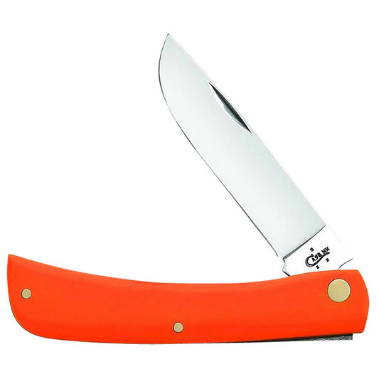 Case 80512 Sod Buster  3.30" Folding Skinner Plain Mirror Polished Tru-Sharp SS Blade, Smooth Orange Synthetic Handle