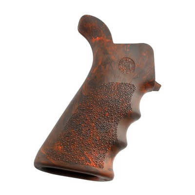 Hogue 15421 OverMolded Beavertail made of Rubber with Red Lava Finish, Cobblestone Texture & Finger Grooves for AR-15, M16