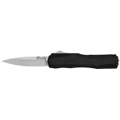 Kershaw 9000 Livewire  3.30" OTF Spear Point Plain Stonewashed CPM 20V SS Blade/ Textured Black Anodized Aluminum Handle Includes Pocket Clip